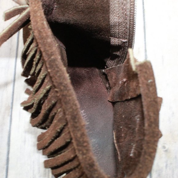 MINNETONKA Fringe Wedge Side Zip Booties Size 9.5 - Picture 9 of 10